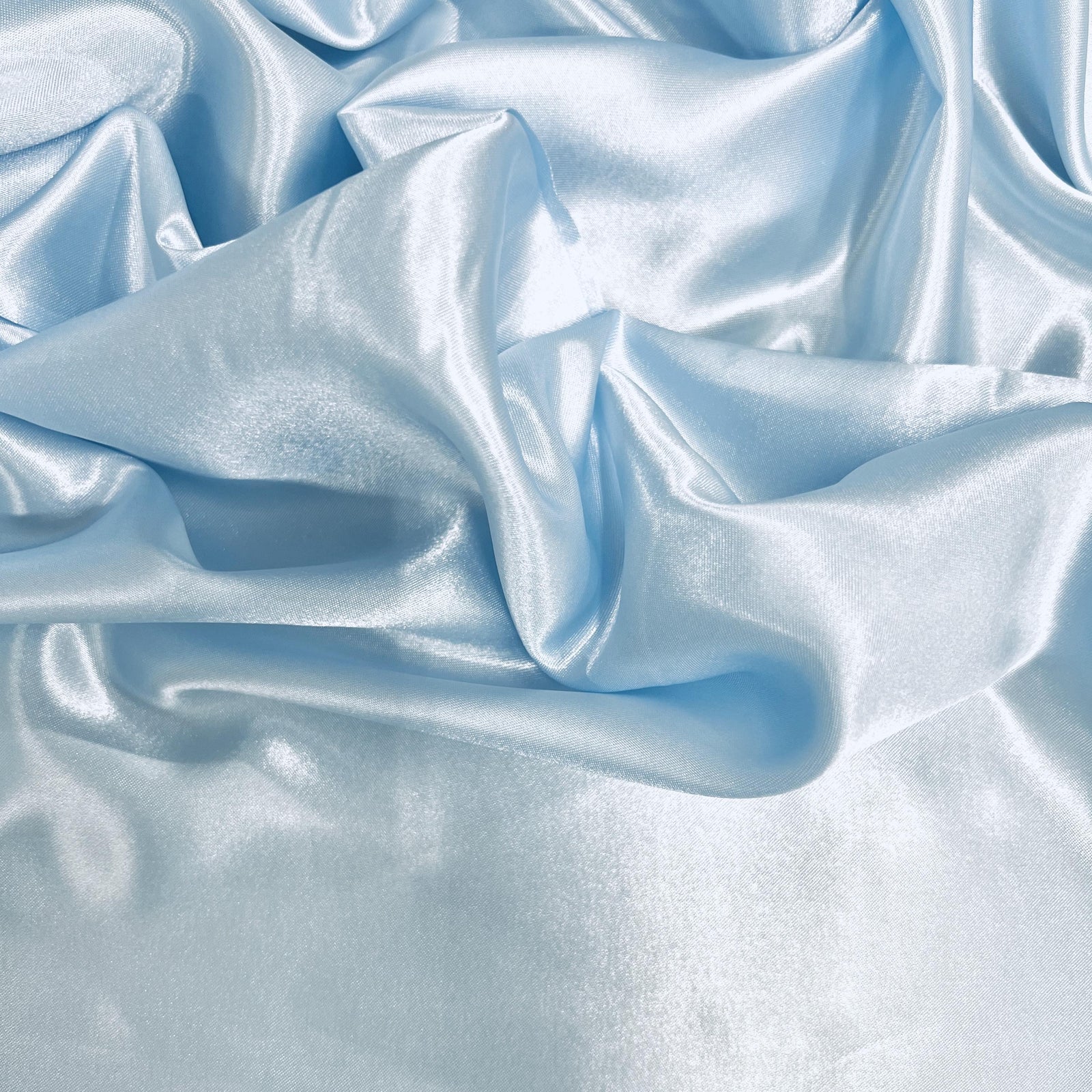 Mara LIGHT BLUE Polyester Charmeuse Satin Fabric by the Yard for Bridal Dresses, Gowns, Clothes, Lining, Party Decorations, Costumes, Crafts