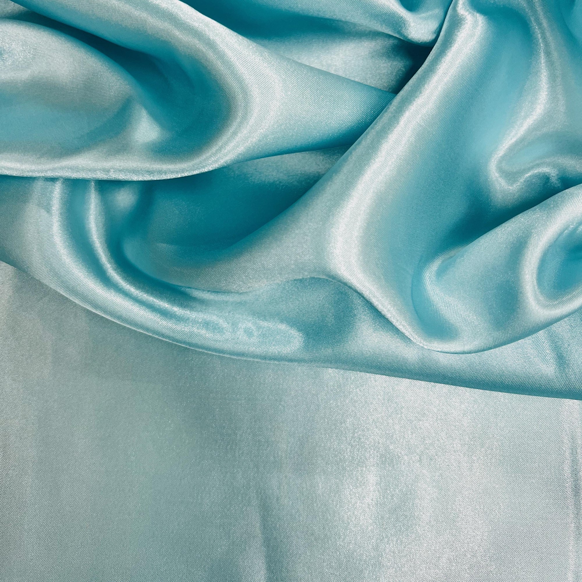 Mara AQUA Polyester Charmeuse Satin Fabric by the Yard for Bridal Dresses, Gowns, Clothes, Lining, Party Decorations, Costumes, Crafts