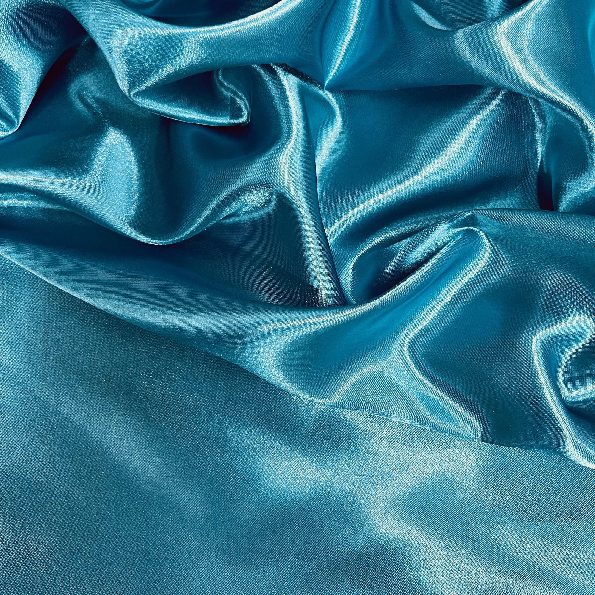 Mara DARK AQUA Polyester Charmeuse Satin Fabric by the Yard for Bridal Dresses, Gowns, Clothes, Lining, Party Decorations, Costumes, Crafts