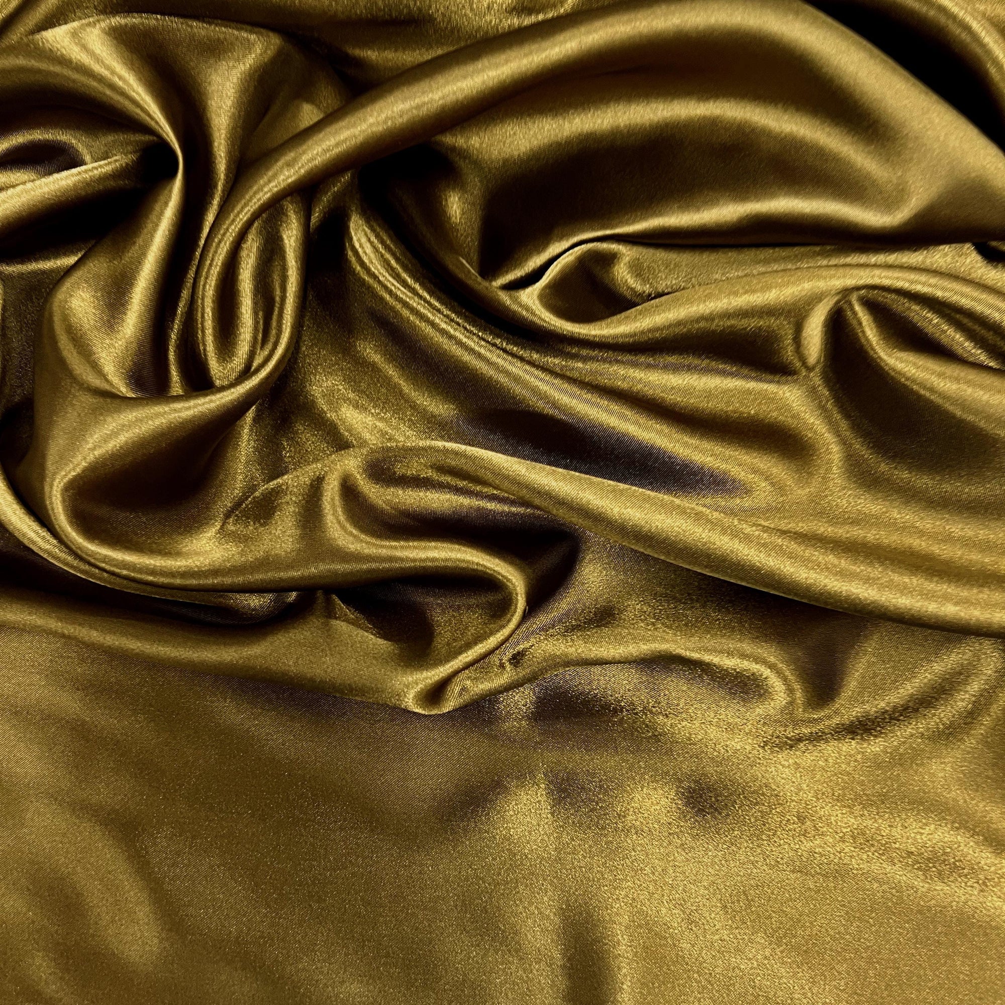 Mara OLIVE BROWN Polyester Charmeuse Satin Fabric by the Yard for Bridal Dresses, Gowns, Clothes, Lining, Party Decor, Costumes, Crafts