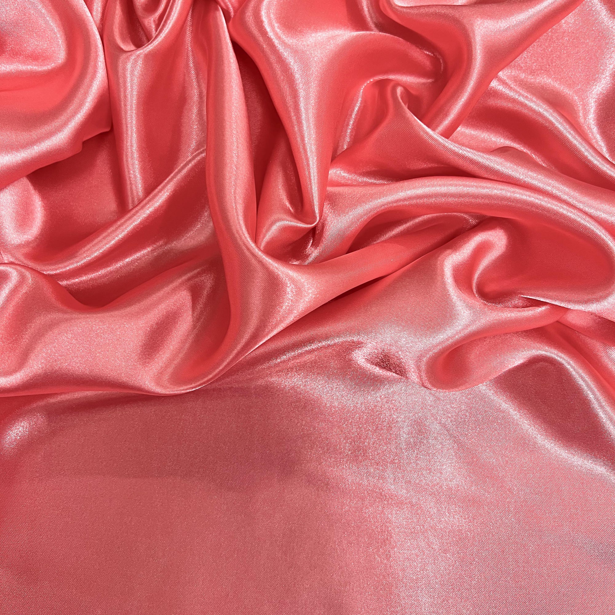Mara CORAL Polyester Charmeuse Satin Fabric by the Yard for Bridal Dresses, Gowns, Clothes, Lining, Party Decor, Costumes, Crafts