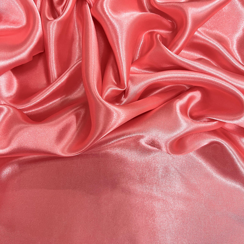 Mara CORAL Polyester Charmeuse Satin Fabric by the Yard for Bridal Dresses, Gowns, Clothes, Lining, Party Decor, Costumes, Crafts