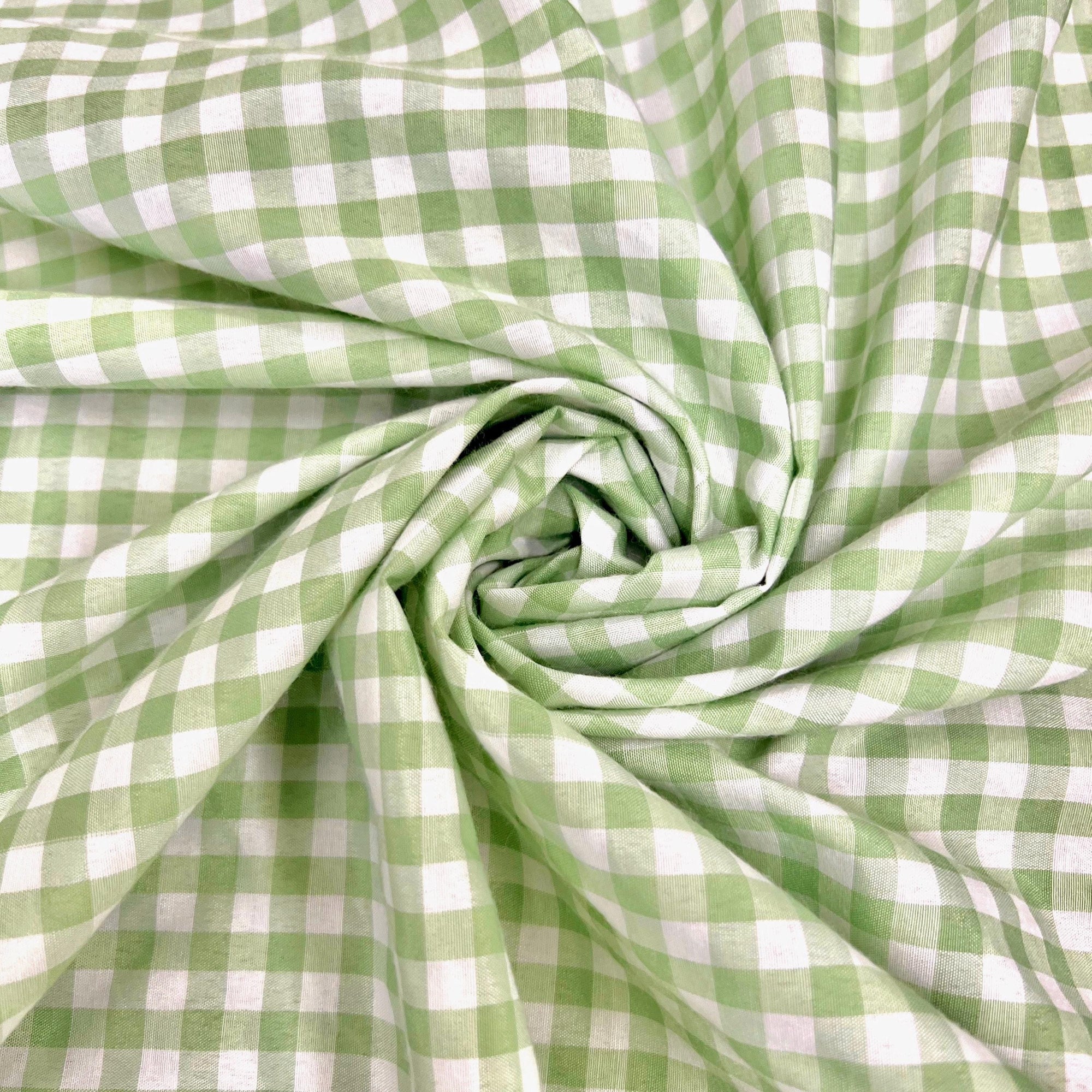 Carly SAGE Mini Checkered Gingham Poly Cotton Fabric by the Yard - 10114