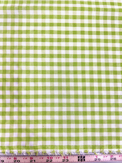 Carly LIME GREEN Mini Checkered Gingham Poly Cotton Fabric by the Yard - 10114