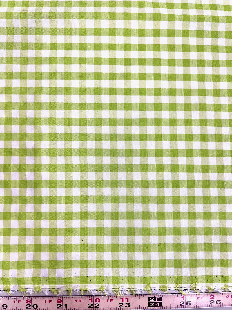 Carly LIME GREEN Mini Checkered Gingham Poly Cotton Fabric by the Yard - 10114