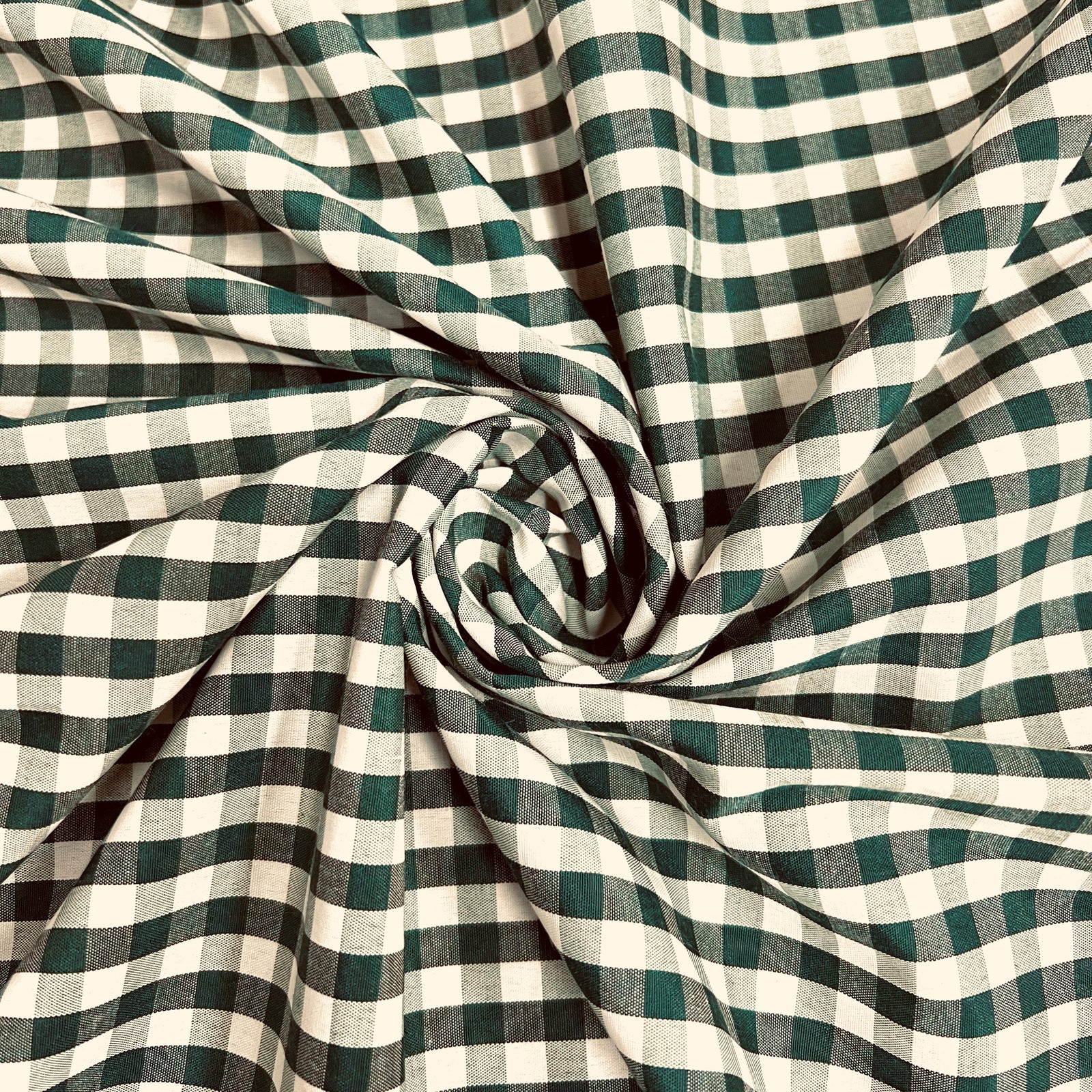 Carly HUNTER GREEN Mini Checkered Gingham Poly Cotton Fabric by the Yard - 10114