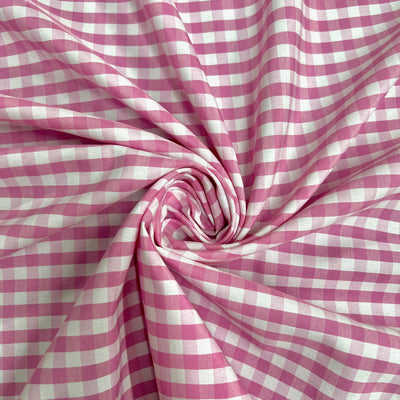 Carly LIGHT PINK Mini Checkered Gingham Poly Cotton Fabric by the Yard - 10114