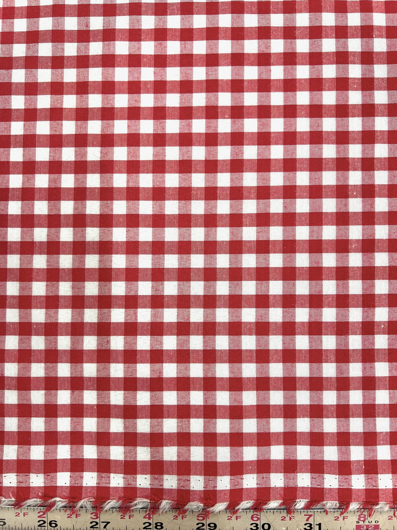 Carly RED Mini Checkered Gingham Poly Cotton Fabric by the Yard - 10114