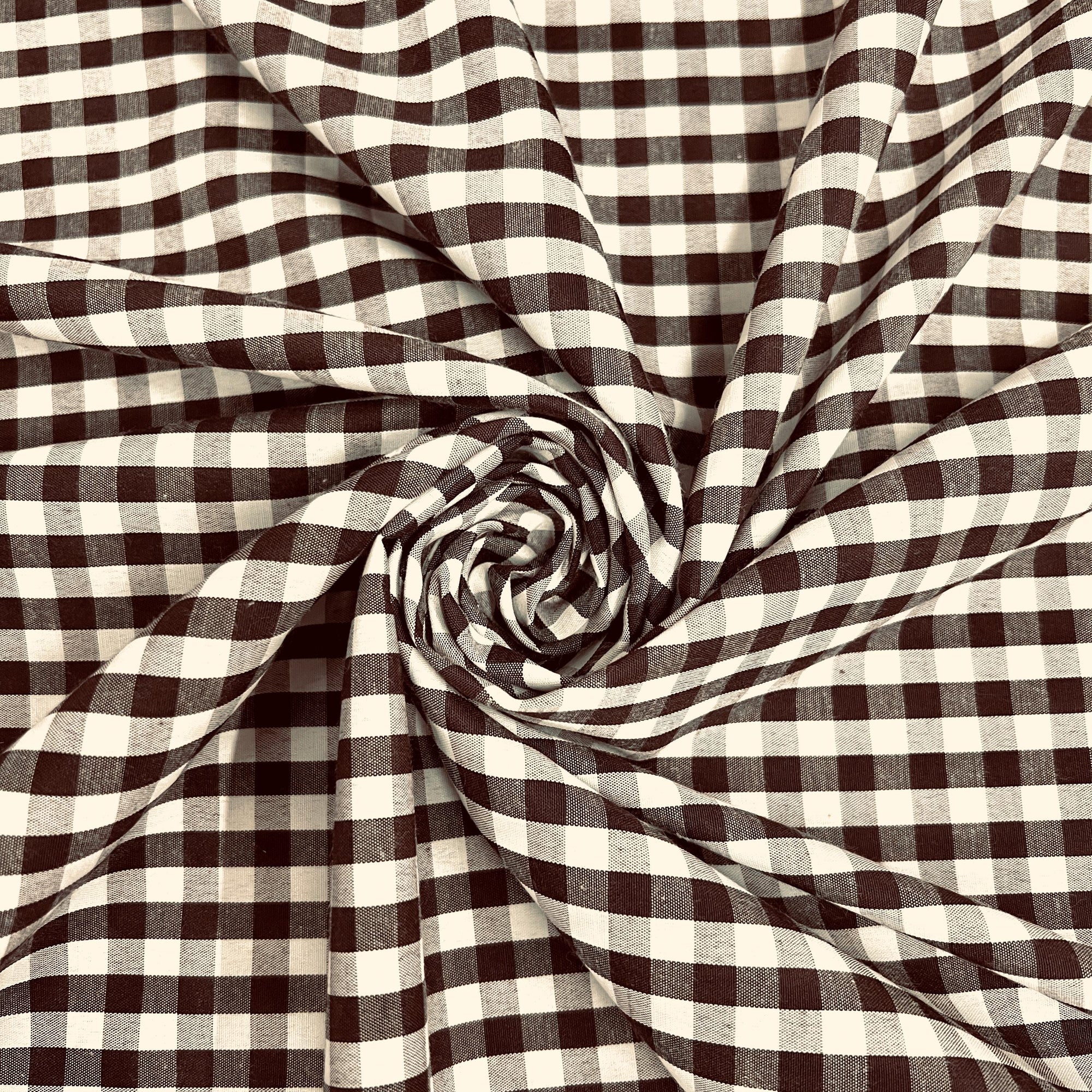 Carly BROWN Mini Checkered Gingham Poly Cotton Fabric by the Yard - 10114