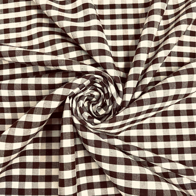 Carly BROWN Mini Checkered Gingham Poly Cotton Fabric by the Yard - 10114