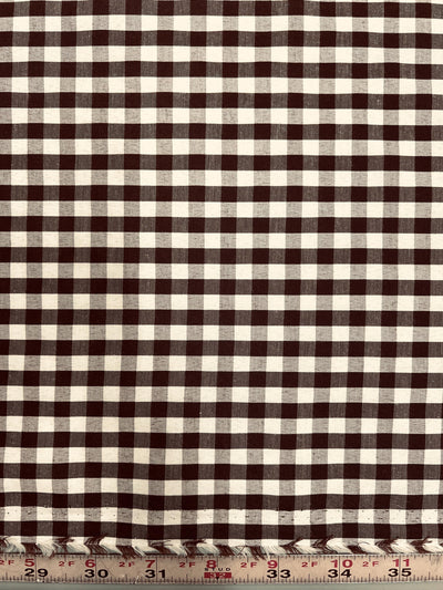 Carly BROWN Mini Checkered Gingham Poly Cotton Fabric by the Yard - 10114