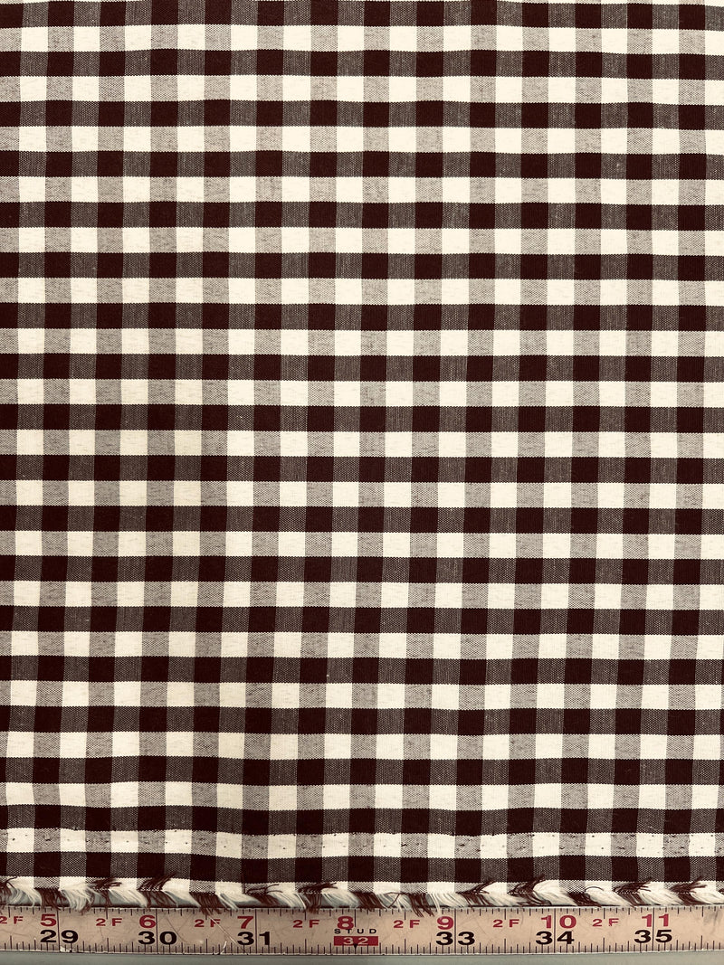 Carly BROWN Mini Checkered Gingham Poly Cotton Fabric by the Yard - 10114
