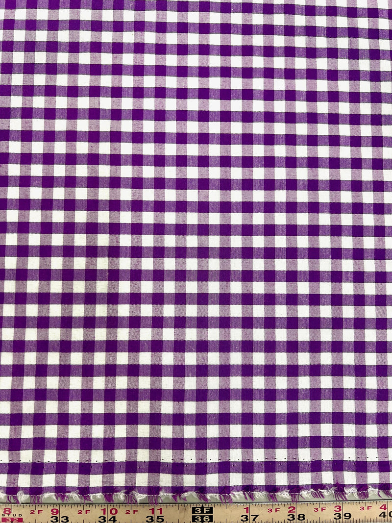 Carly PURPLE Mini Checkered Gingham Poly Cotton Fabric by the Yard - 10114