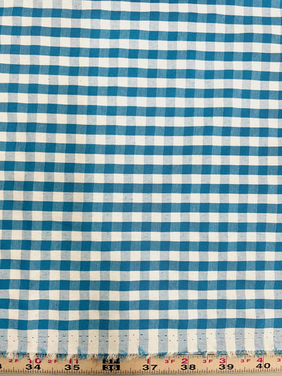 Carly TURQUOISE Mini Checkered Gingham Poly Cotton Fabric by the Yard - 10114