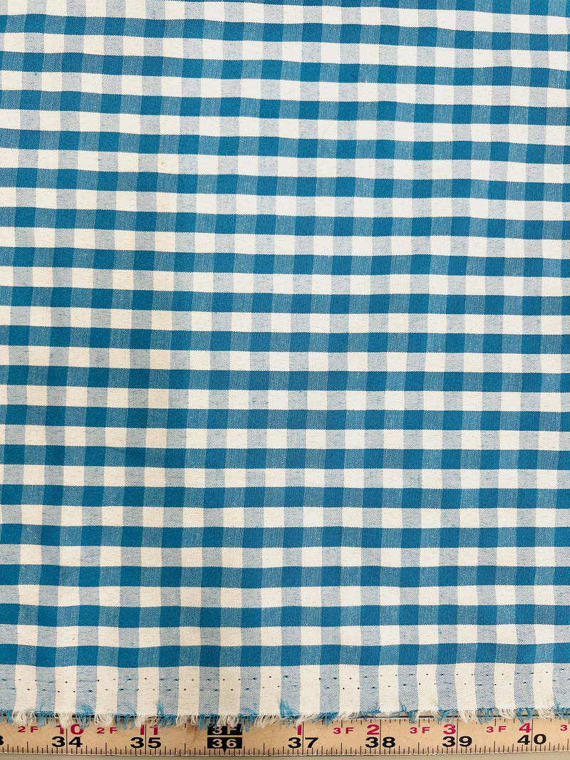Carly TURQUOISE Mini Checkered Gingham Poly Cotton Fabric by the Yard - 10114