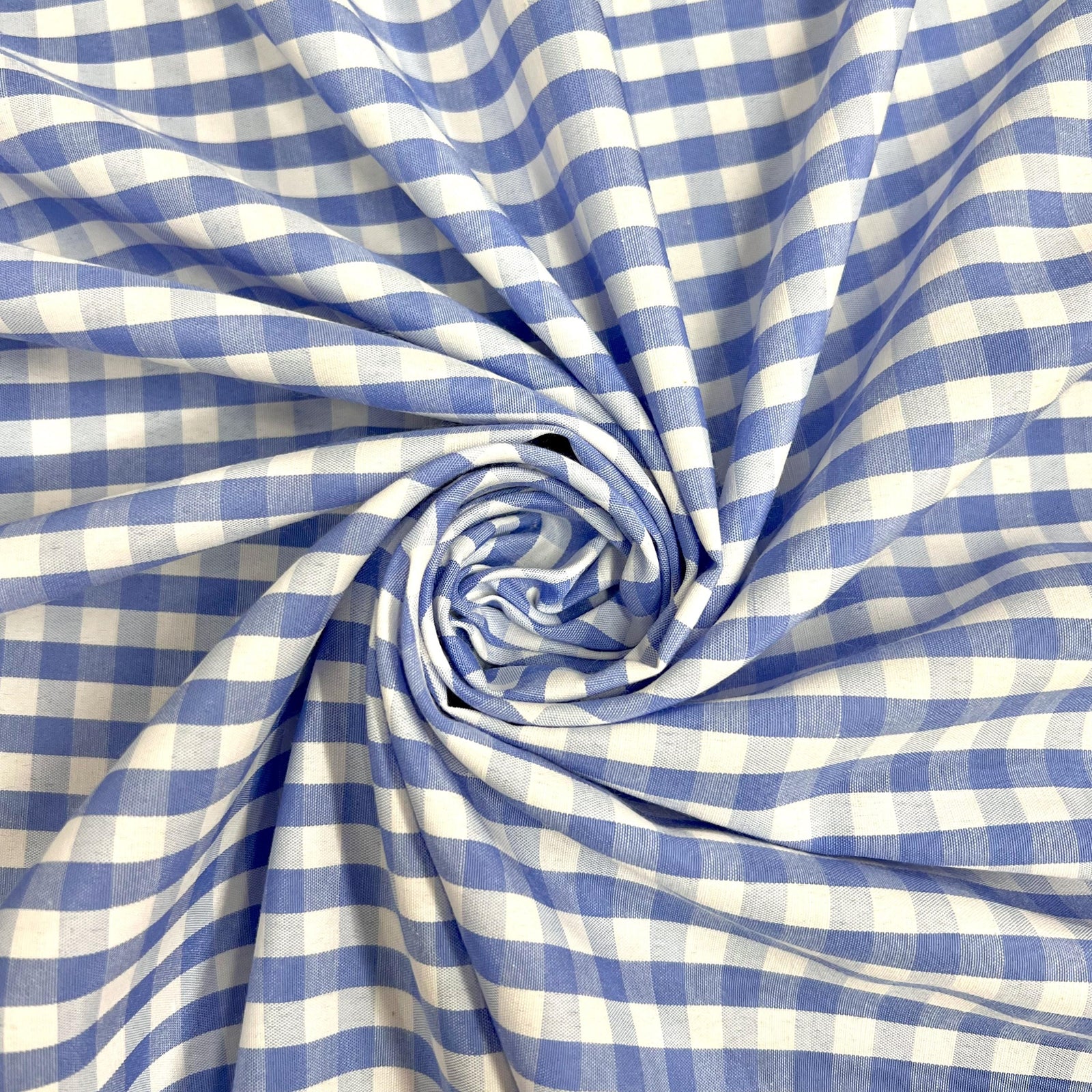 Carly LIGHT BLUE Mini Checkered Gingham Poly Cotton Fabric by the Yard - 10114