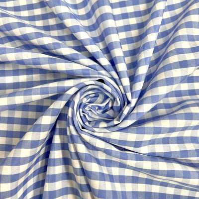 Carly LIGHT BLUE Mini Checkered Gingham Poly Cotton Fabric by the Yard - 10114