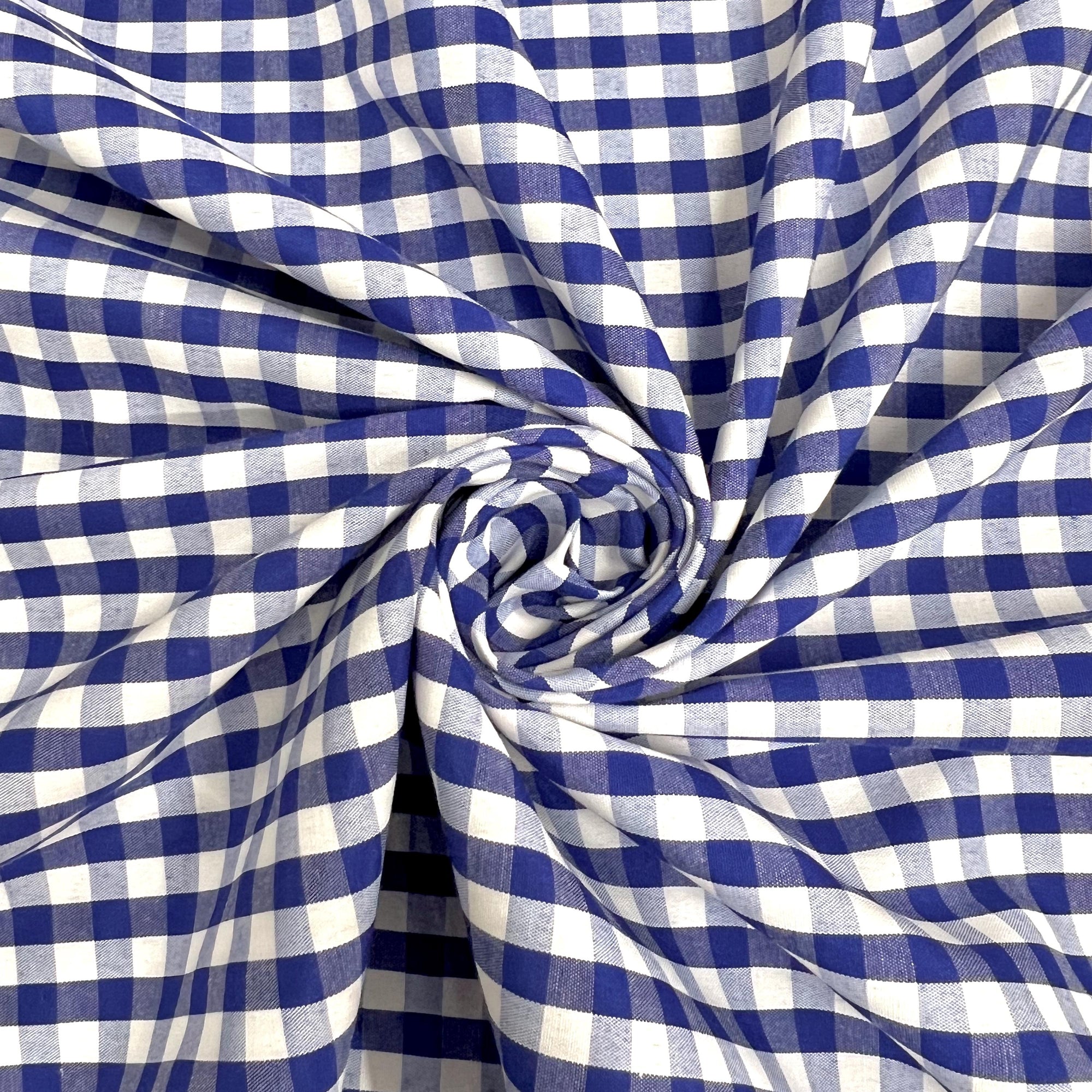 Carly ROYAL BLUE Mini Checkered Gingham Poly Cotton Fabric by the Yard - 10114