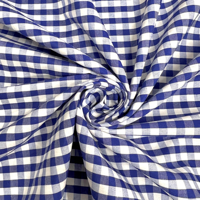 Carly ROYAL BLUE Mini Checkered Gingham Poly Cotton Fabric by the Yard - 10114