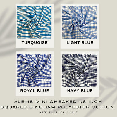 Alexis Mini Checked 1/8 Inch Gingham Poly Cotton Fabric