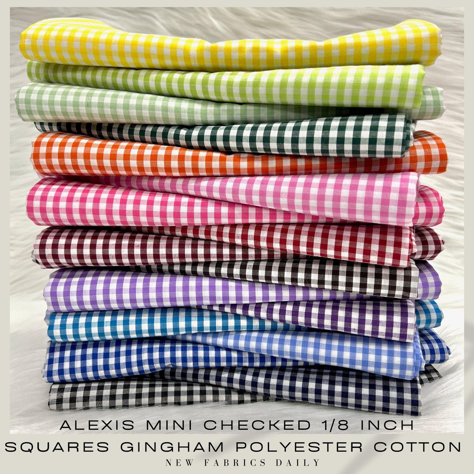 Alexis Mini Checked 1/8 Inch Gingham Poly Cotton Fabric