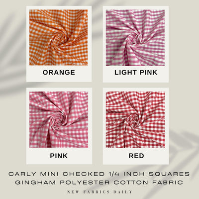 Carly Mini Checked 1/4 Inch Gingham Poly Cotton Fabric by the Yard