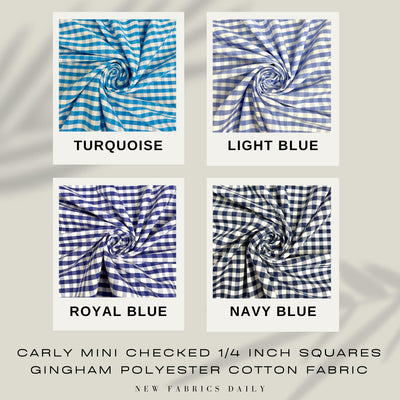 Carly Mini Checked 1/4 Inch Gingham Poly Cotton Fabric by the Yard