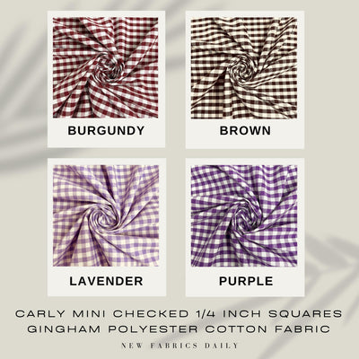 Carly Mini Checked 1/4 Inch Gingham Poly Cotton Fabric by the Yard