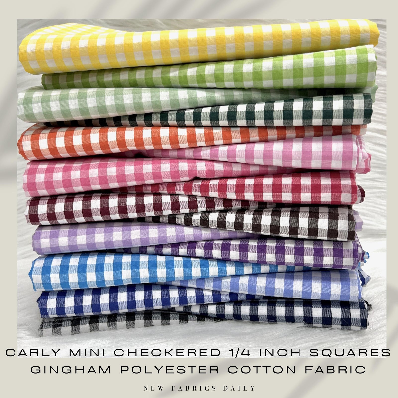 Carly Mini Checked 1/4 Inch Gingham Poly Cotton Fabric by the Yard