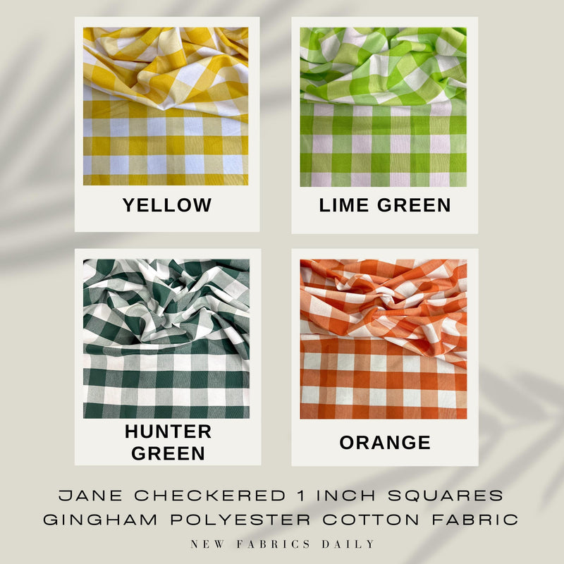 Jane Checkered 1 Inch Squares Gingham Polyester Cotton Fabric