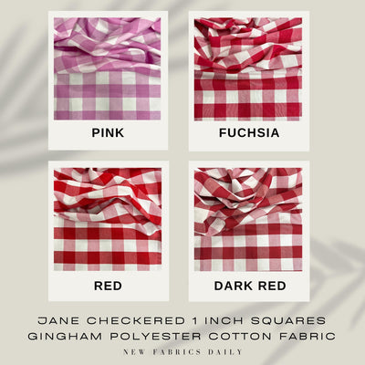 Jane Checkered 1 Inch Squares Gingham Polyester Cotton Fabric
