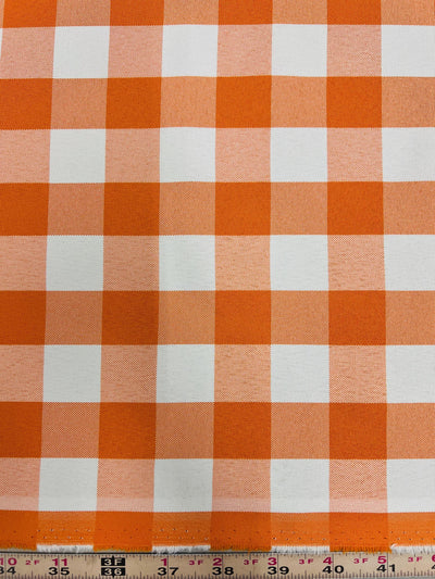 Camille ORANGE 1" Big Checkered Gingham Pattern Poly Poplin Fabric