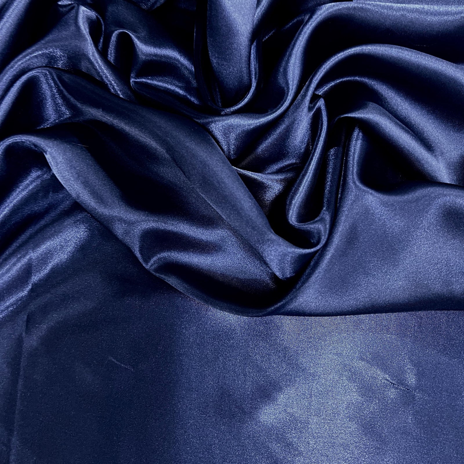 Mara NAVY BLUE Polyester Charmeuse Satin Fabric by the Yard for Bridal Dresses, Gowns, Clothes,  Lining, Party Decorations, Costumes, Crafts