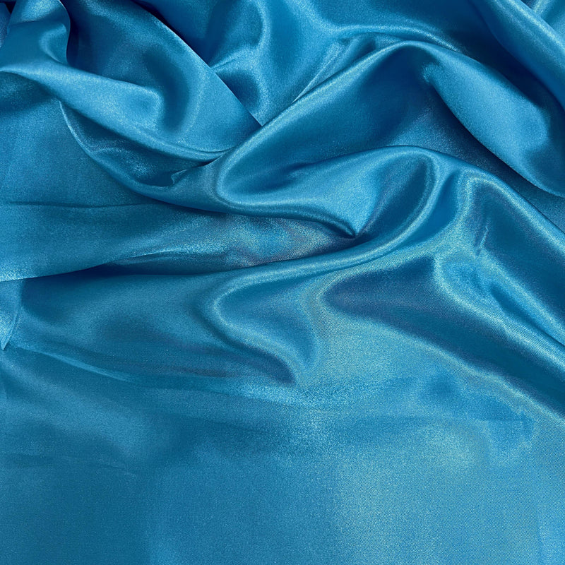 Mara TURQUOISE Polyester Charmeuse Satin Fabric by the Yard for Bridal Dresses, Gowns, Clothes,  Lining, Party Decor, Costumes, Crafts
