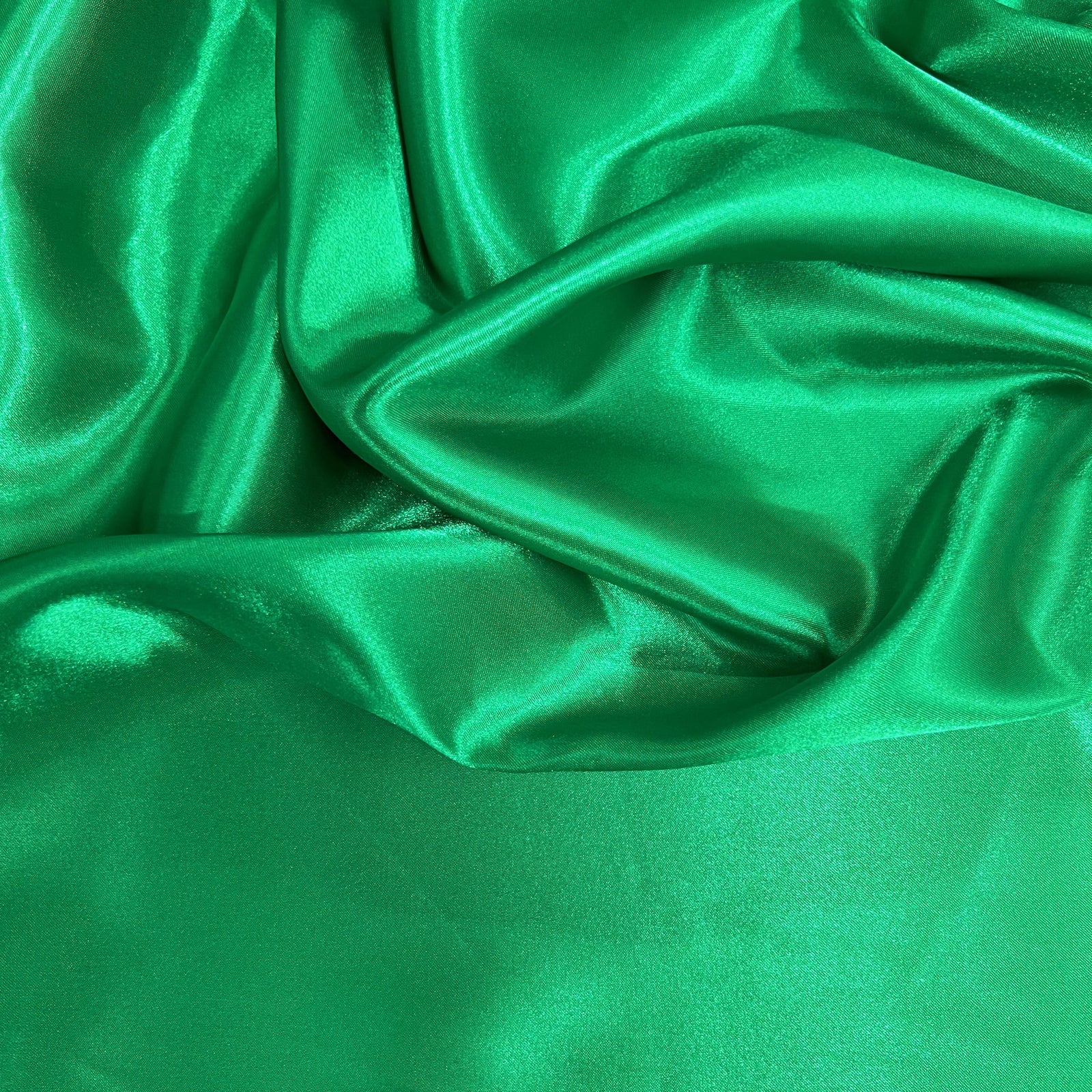 Mara KELLY GREEN Polyester Charmeuse Satin Fabric by the Yard for Bridal Dresses, Gowns, Clothes,  Lining, Party Decor, Costumes, Crafts