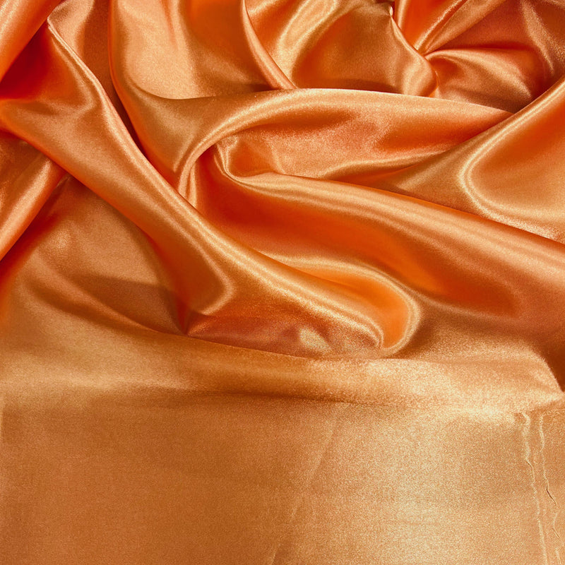 Mara ORANGE Polyester Charmeuse Satin Fabric by the Yard for Bridal Dresses, Gowns, Clothes,  Lining, Party Decorations, Costumes, Crafts