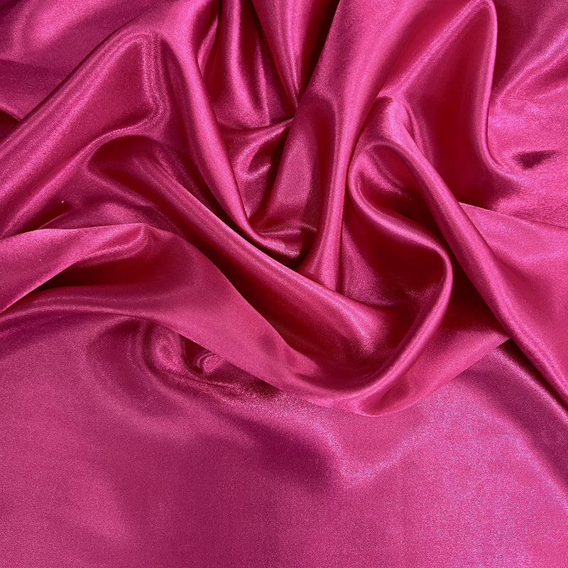 Mara FUCHSIA Polyester Charmeuse Satin Fabric by the Yard for Bridal Dresses, Gowns, Clothes, Lining, Party Decorations, Costumes, Crafts