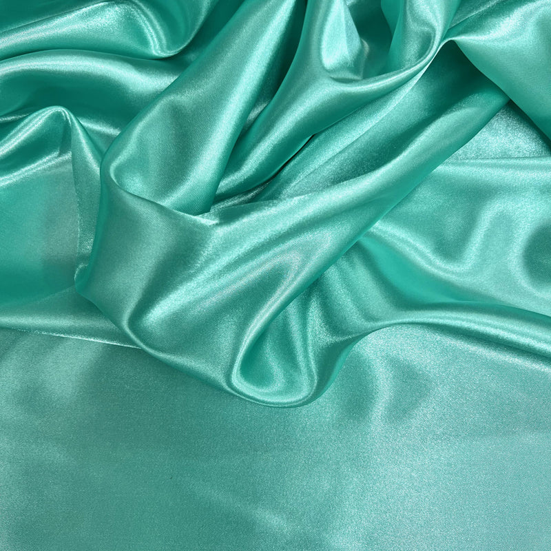 Mara TIFFI BLUE Polyester Charmeuse Satin Fabric by the Yard for Bridal Dresses, Gowns, Clothes, Lining, Party Decorations, Costumes, Crafts