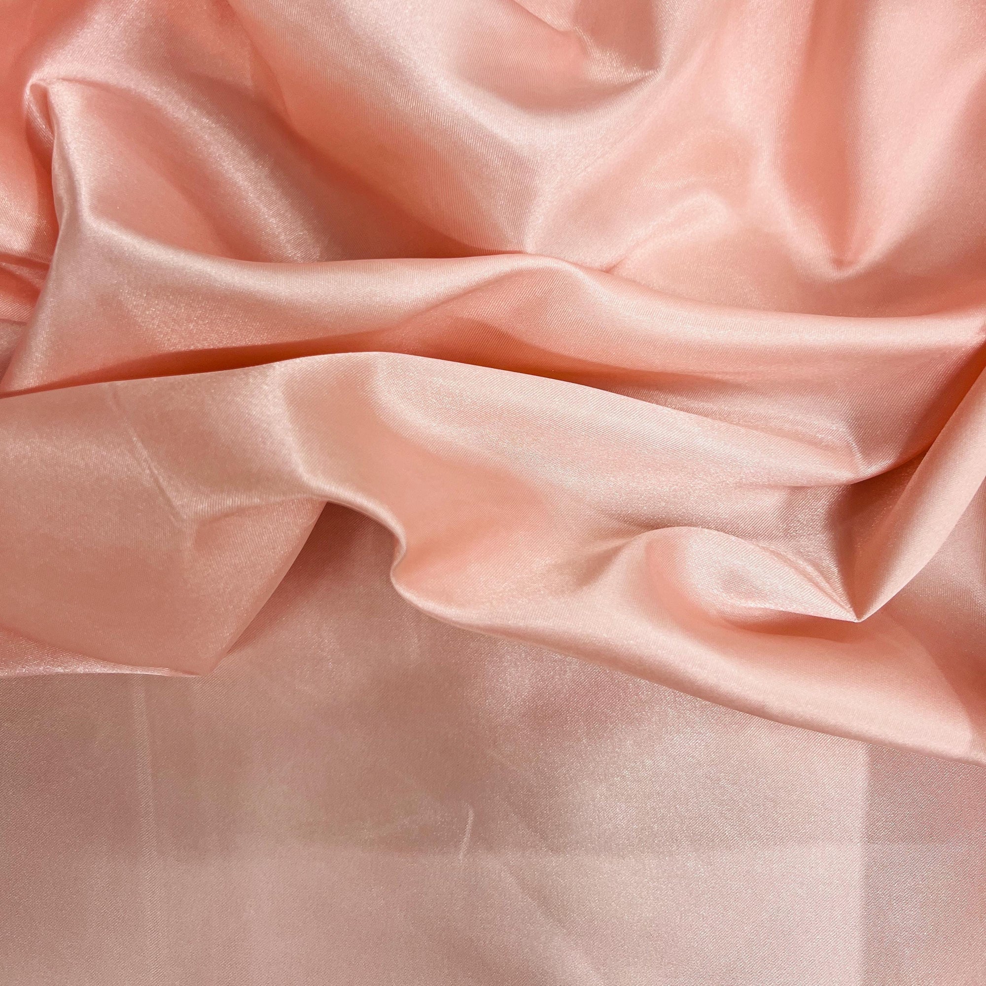 Mara BLUSH PEACH Polyester Charmeuse Satin Fabric by the Yard for Bridal Dresses, Gowns, Clothes, Lining, Party Decor, Costumes, Crafts