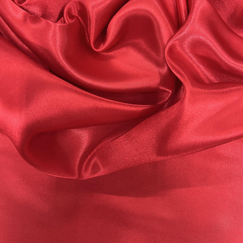 Mara RED Polyester Charmeuse Satin Fabric by the Yard for Bridal Dresses, Gowns, Clothes, Lining, Party Decorations, Costumes, Crafts