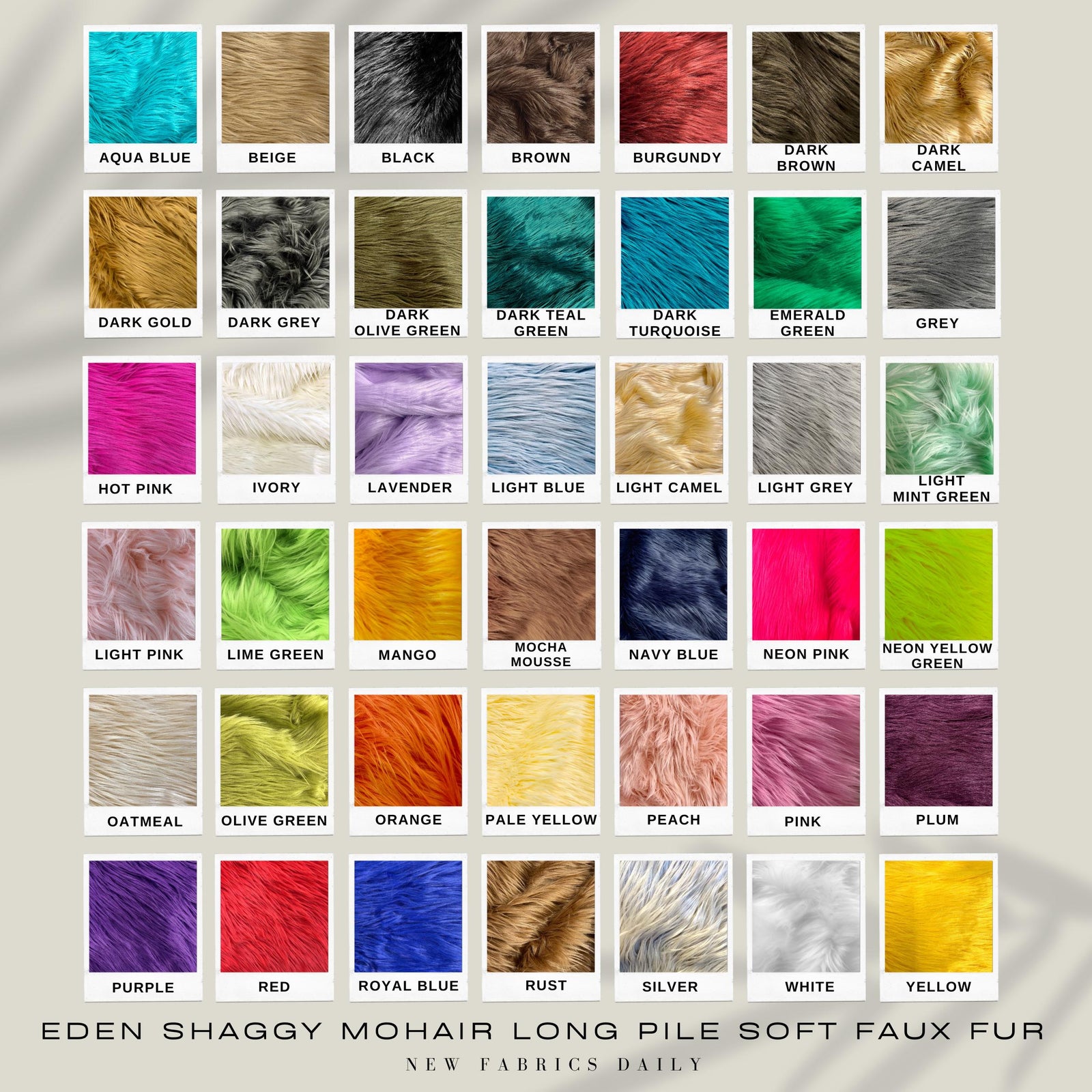 Eden Shaggy Mohair Long Pile Soft Faux Fur Fabric for Fursuit, Cosplay Costume, Photo Prop, Trim, Throw Pillow, Crafts - NewFabricsDaily