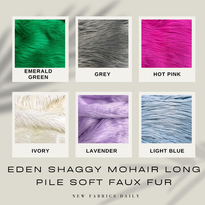 Eden Shaggy Mohair Long Pile Soft Faux Fur Fabric for Fursuit, Cosplay Costume, Photo Prop, Trim, Throw Pillow, Crafts - NewFabricsDaily