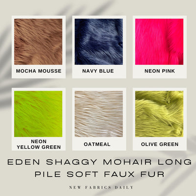 Eden Shaggy Mohair Long Pile Soft Faux Fur Fabric for Fursuit, Cosplay Costume, Photo Prop, Trim, Throw Pillow, Crafts - NewFabricsDaily