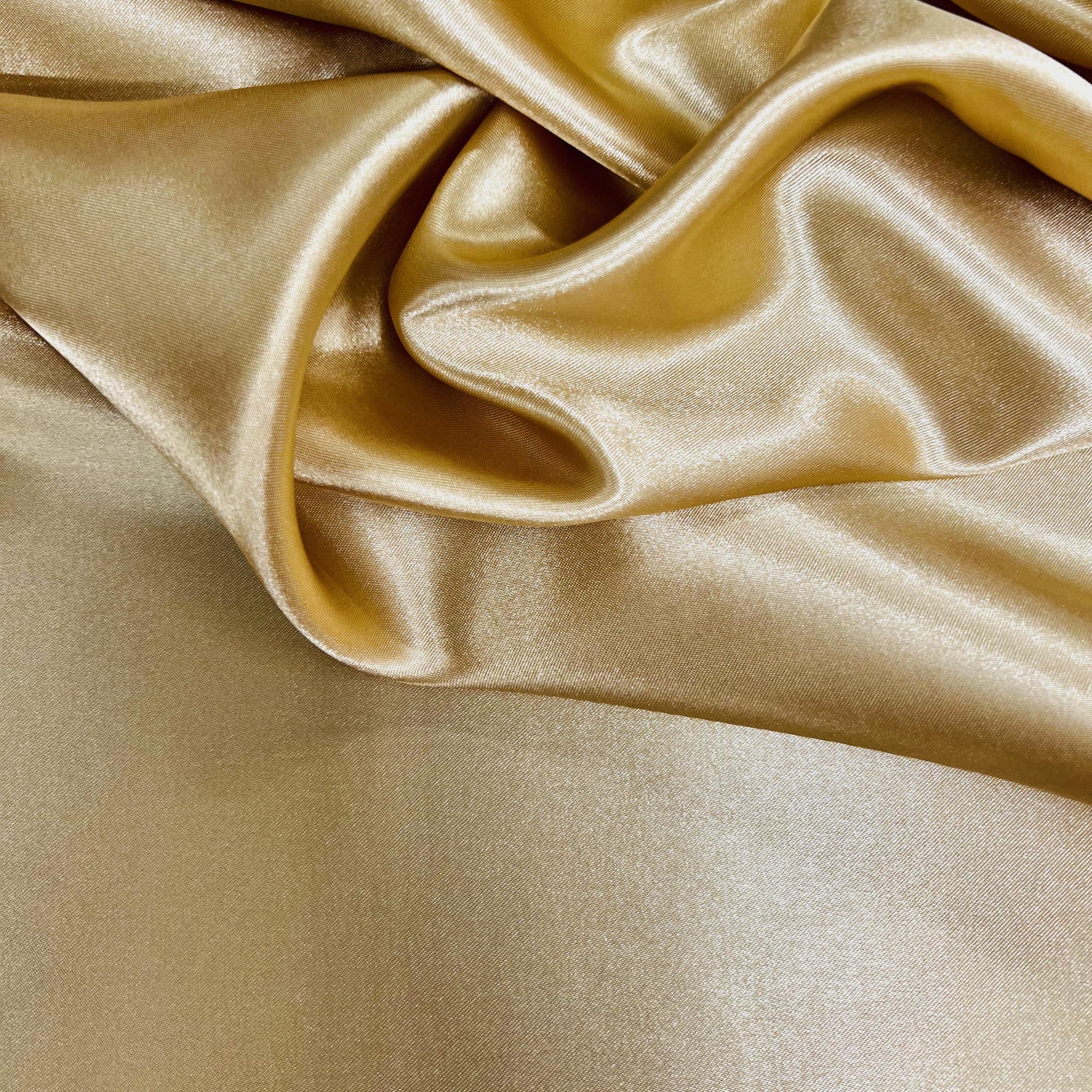 Mara KHAKI GOLD Polyester Charmeuse Satin Fabric by the Yard for Bridal Dresses, Gowns, Clothes,  Lining, Party Decor, Costumes, Crafts