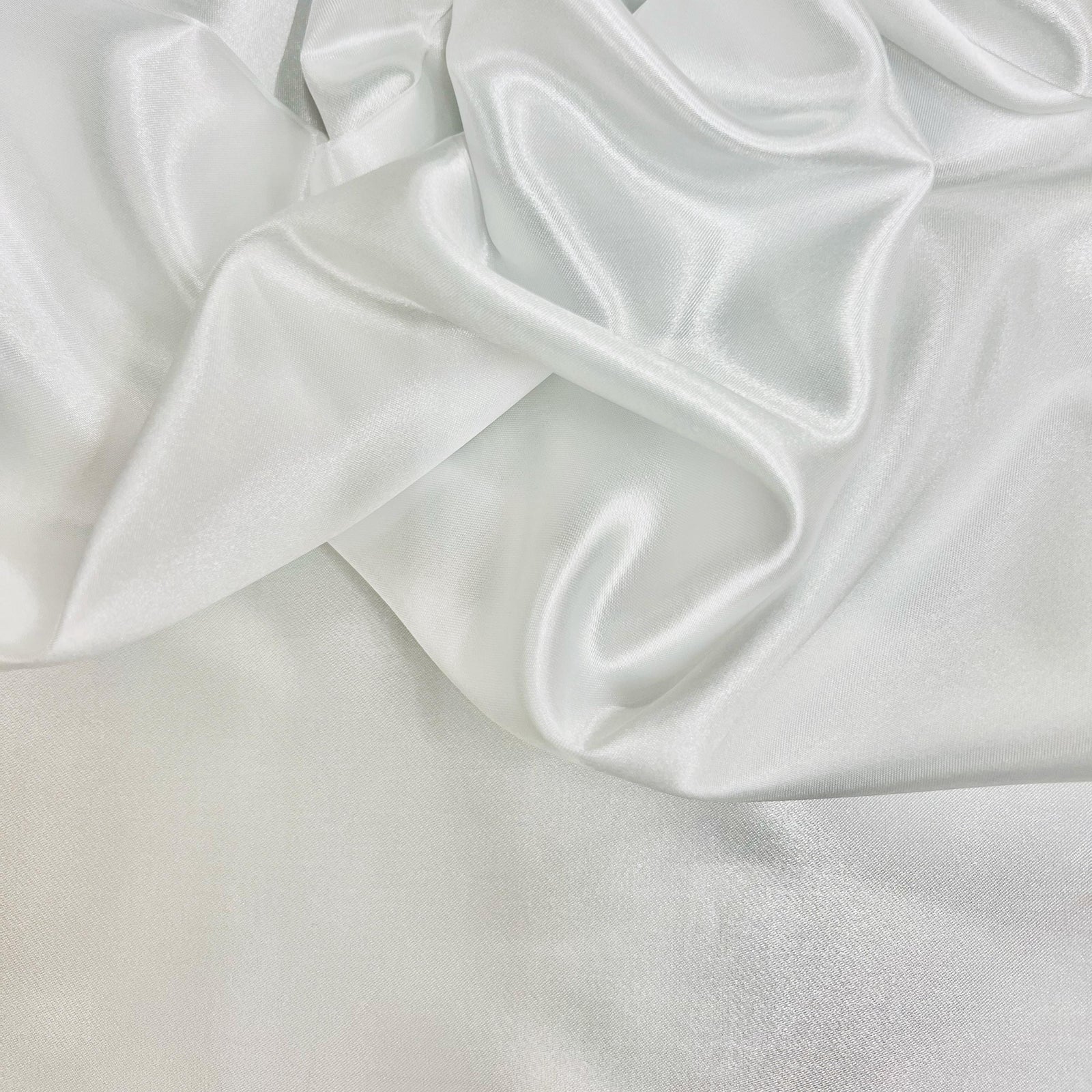 Mara WHITE Polyester Charmeuse Satin Fabric by the Yard for Bridal Dresses, Gowns, Clothes,  Lining, Party Decorations, Costumes, Crafts