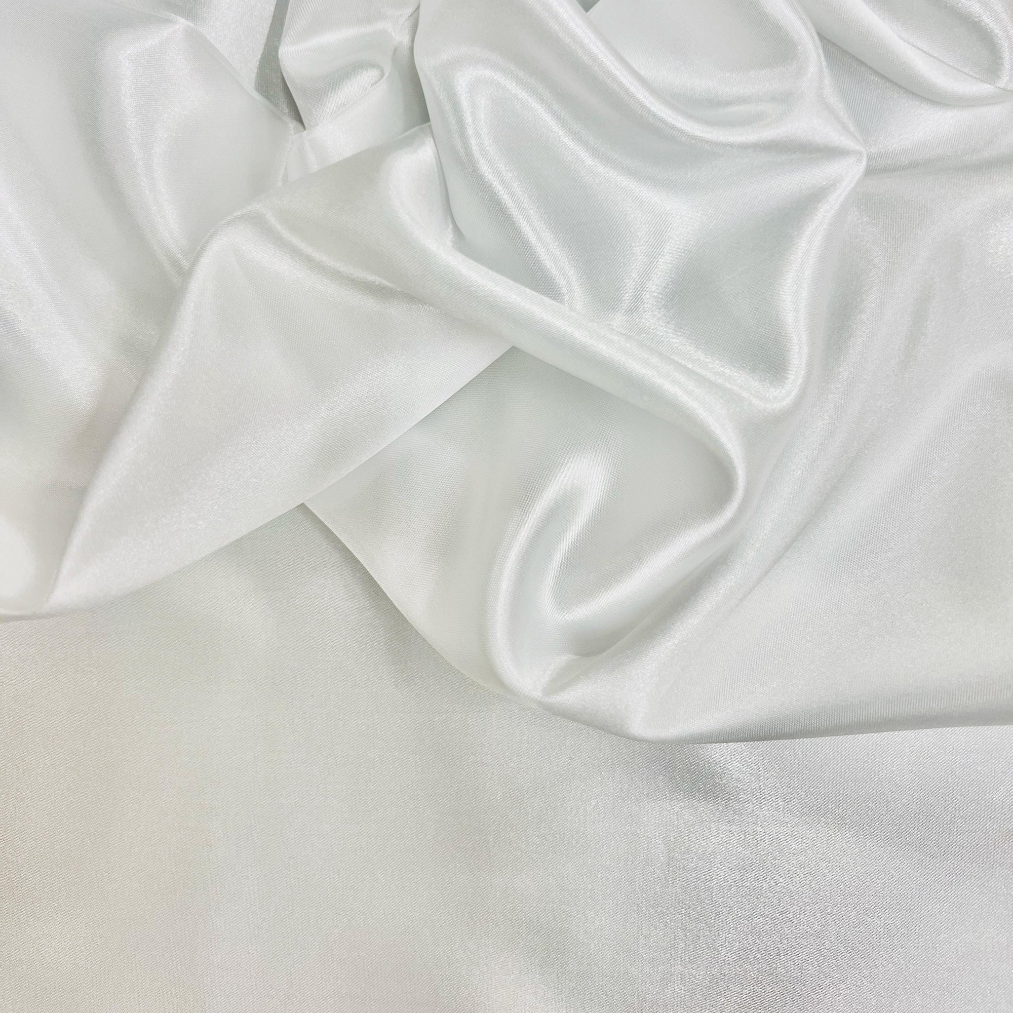 Mara WHITE Polyester Charmeuse Satin Fabric by the Yard for Bridal Dresses, Gowns, Clothes,  Lining, Party Decorations, Costumes, Crafts