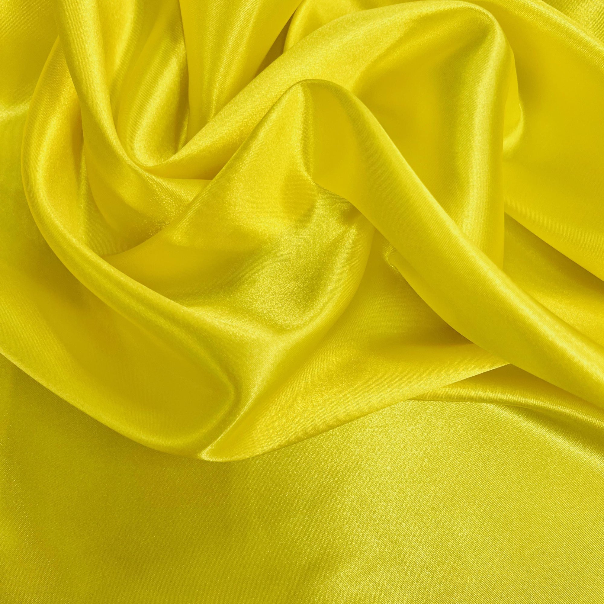 Mara YELLOW Polyester Charmeuse Satin Fabric by the Yard for Bridal Dresses, Gowns, Clothes, Lining, Party Decorations, Costumes, Crafts