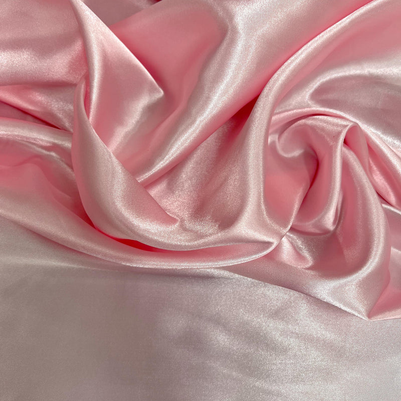 Mara LIGHT PINK Polyester Charmeuse Satin Fabric by the Yard for Bridal Dresses, Gowns, Clothes, Lining, Party Decorations, Costumes, Crafts