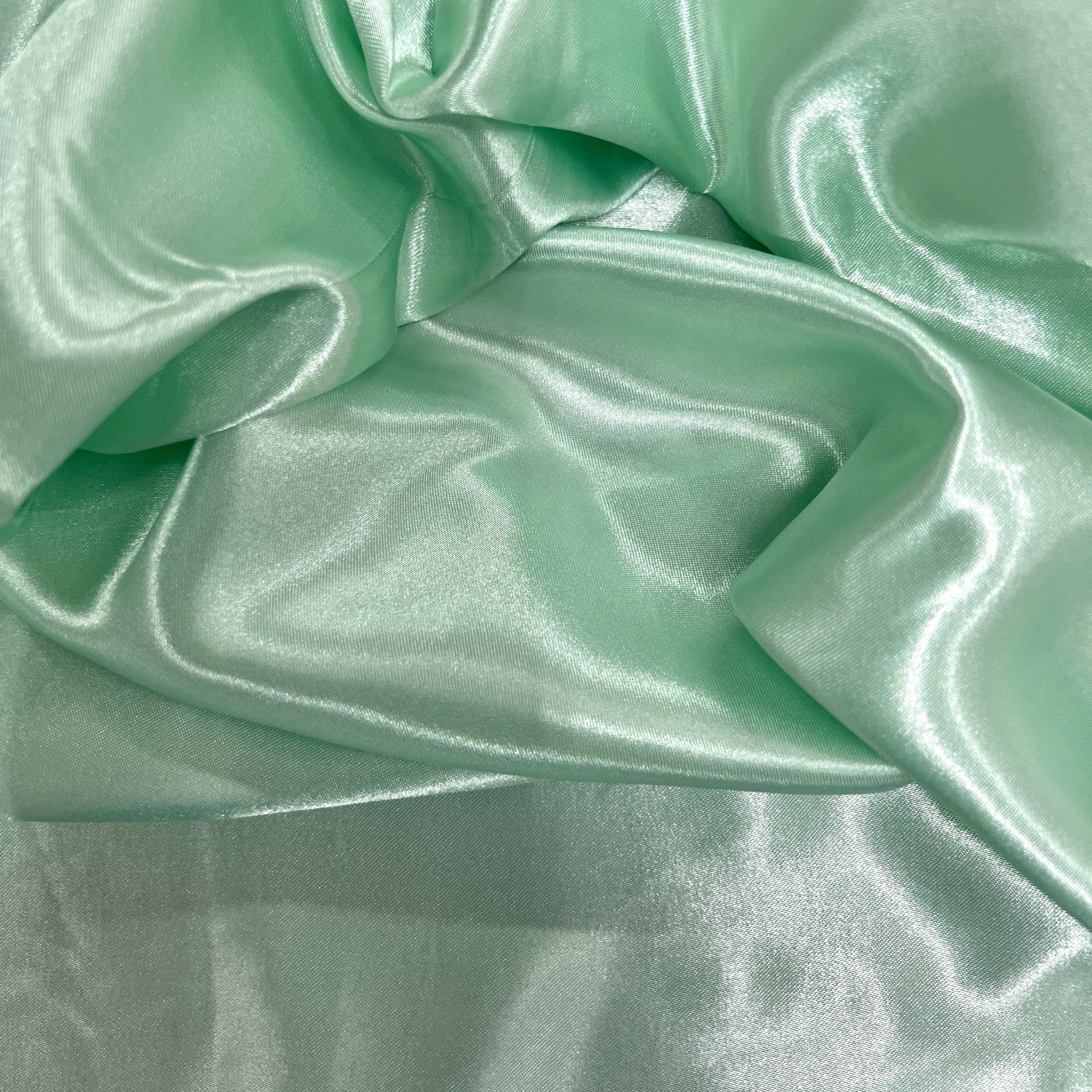 Mara MINT GREEN Polyester Charmeuse Satin Fabric by the Yard for Bridal Dresses, Gowns, Clothes, Lining, Party Decorations, Costumes, Crafts
