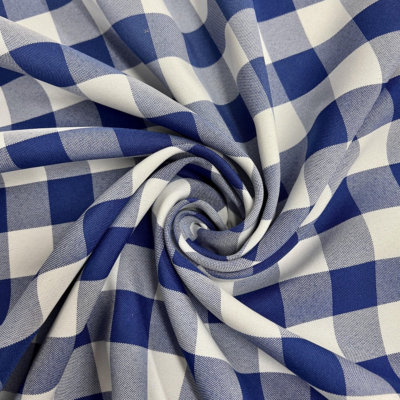 Camille ROYAL BLUE 1" Big Checkered Gingham Pattern Poly Poplin Fabric by the Yard - 10049